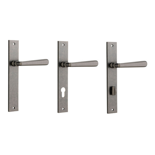 Iver Copenhagen Door Lever Handle on Rectangular Backplate Distressed Nickel