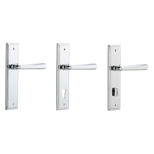 Iver Copenhagen Door Lever Handle on Stepped Backplate Polished Chrome