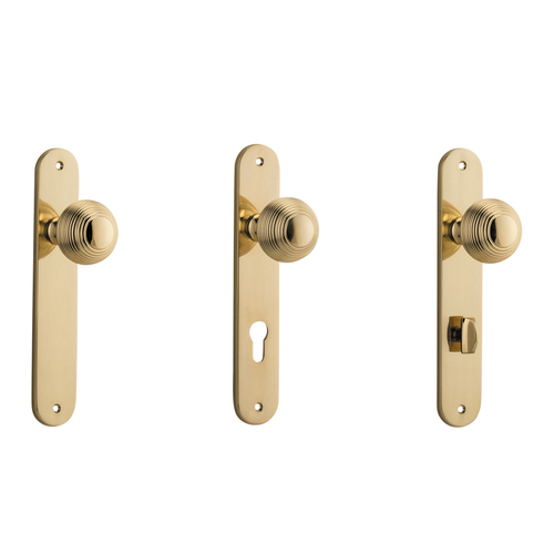 Iver Guildford Door Knob on Oval Backplate Polished Brass