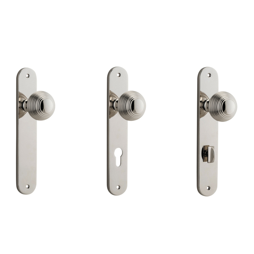 Iver Guildford Door Knob on Oval Backplate Polished Nickel