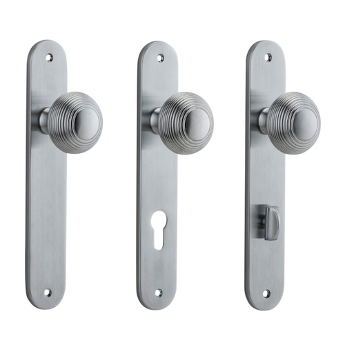 Iver Guildford Door Knob on Oval Backplate Brushed Chrome