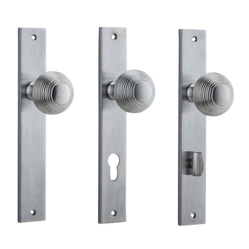 Iver Guildford Door Knob on Rectangular Backplate Brushed Chrome