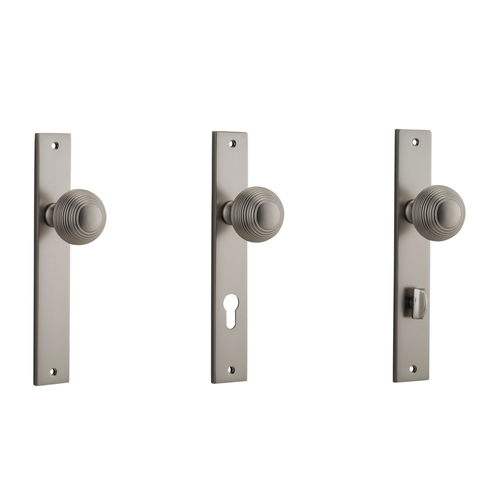 Iver Guildford Door Knob on Rectangular Backplate Satin Nickel