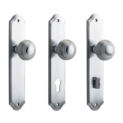 Iver Guildford Door Knob on Shouldered Backplate Brushed Chrome