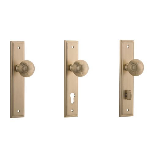 Iver Guildford Door Knob on Stepped Backplate Brushed Brass