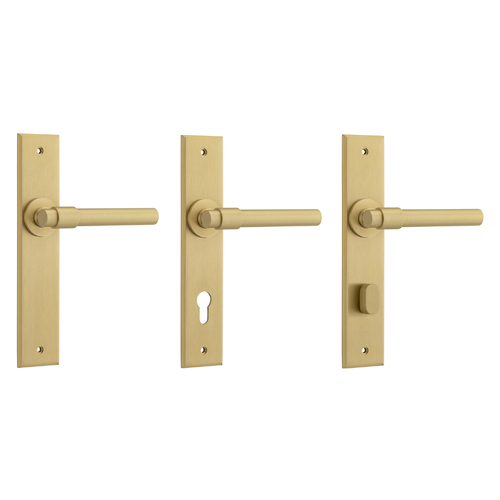 Iver Helsinki Door Lever Handle on Chamfered Backplate Brushed Brass