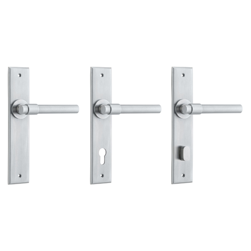 Iver Helsinki Door Lever Handle on Chamfered Backplate Brushed Chrome