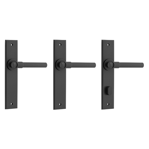 Iver Helsinki Door Lever Handle on Chamfered Backplate Matt Black