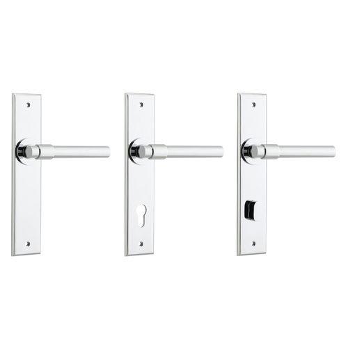 Iver Helsinki Door Lever Handle on Chamfered Backplate Polished Chrome