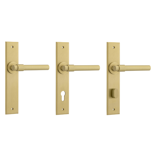 Iver Helsinki Door Lever Handle on Chamfered Backplate Brushed Gold PVD