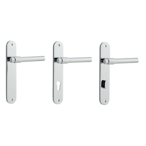 Iver Helsinki Door Lever Handle on Oval Backplate Polished Chrome