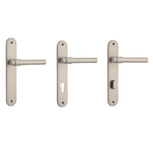 Iver Helsinki Door Lever Handle on Oval Backplate Satin Nickel