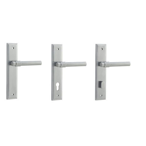 Iver Helsinki Door Lever Handle on Stepped Backplate Brushed Chrome