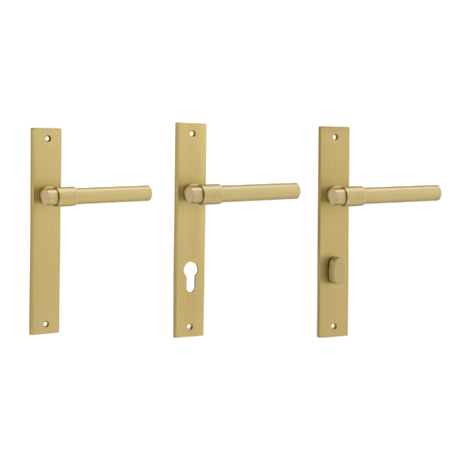 Iver Helsinki Door Lever Handle on Rectangular Backplate Brushed Gold PVD