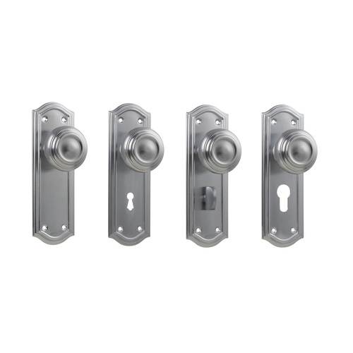 Tradco Kensington Door Knob on Backplate Satin Chrome