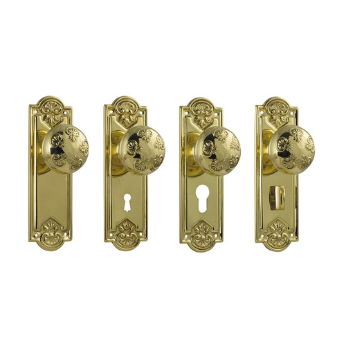 Tradco Nouveau Door Knob on Backplate Polished Brass