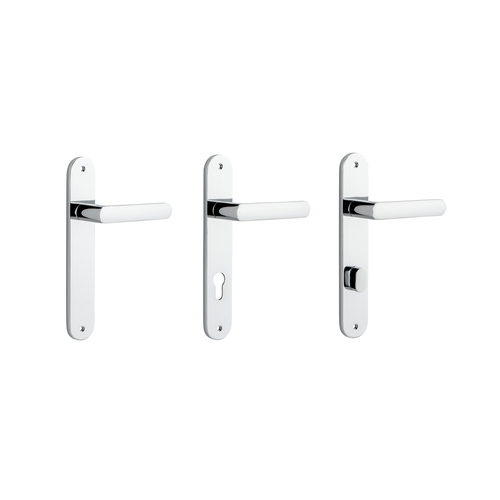 Iver Osaka Door Lever Handle on Oval Backplate Polished Chrome