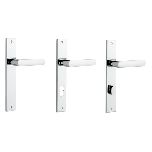 Iver Osaka Door Lever Handle on Rectangular Backplate Polished Chrome