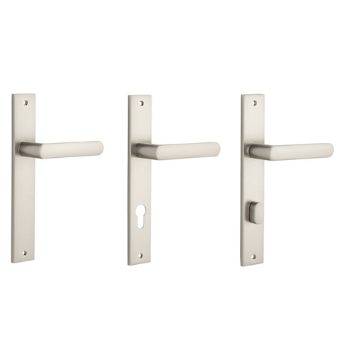 Iver Osaka Door Lever Handle on Rectangular Backplate Satin Nickel