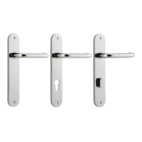 Iver Oslo Lever Door Handle on Oval Backplate Polished Nickel