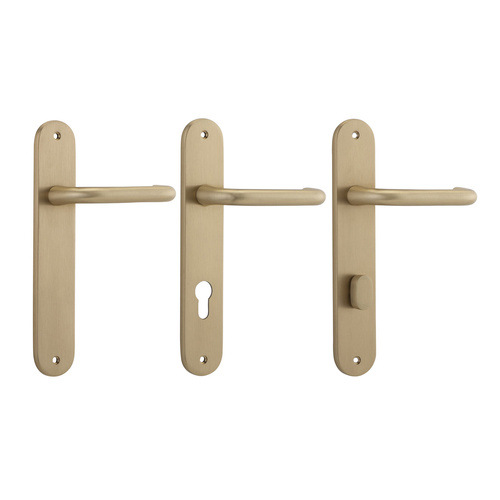 Iver Oslo Lever Door Handle on Oval Backplate Brushed Brass