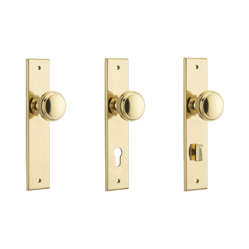 Iver Paddington Door Knob on Chamfered Backplate Polished Brass