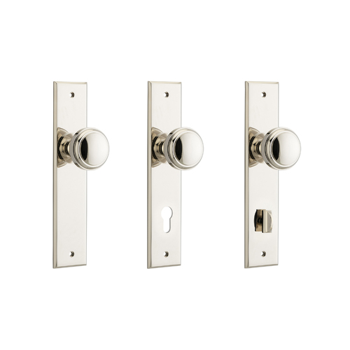 Iver Paddington Door Knob on Chamfered Backplate Polished Nickel