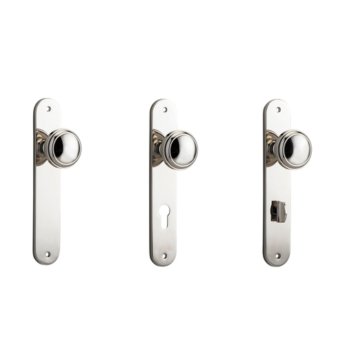 Iver Paddington Door Knob on Oval Backplate Polished Nickel