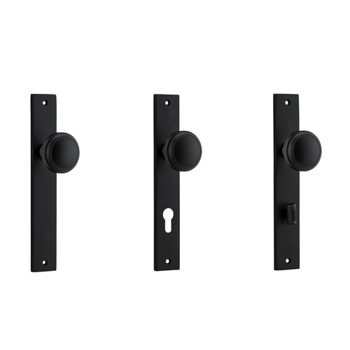 Iver Paddington Door Knob on Rectangular Backplate Matt Black