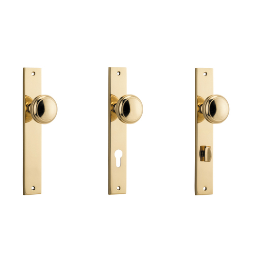 Iver Paddington Door Knob on Rectangular Backplate Polished Brass