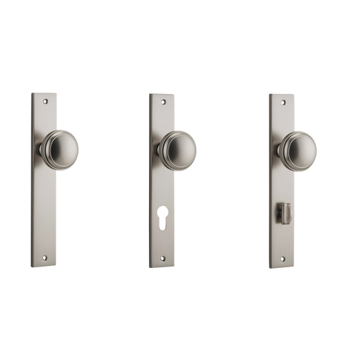 Iver Paddington Door Knob on Rectangular Backplate Satin Nickel