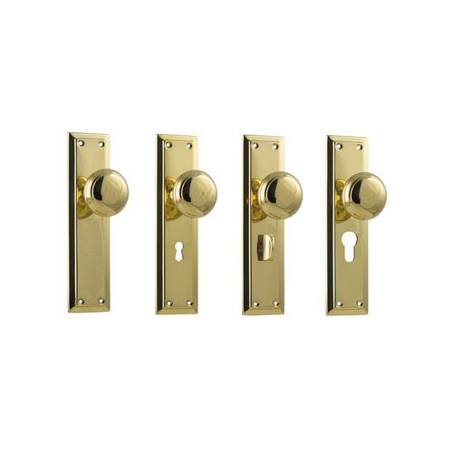 Tradco Richmond Door Knob on Long Backplate Polished Brass