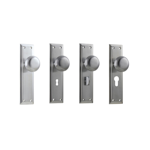 Tradco Richmond Door Knob on Long Backplate Satin Chrome