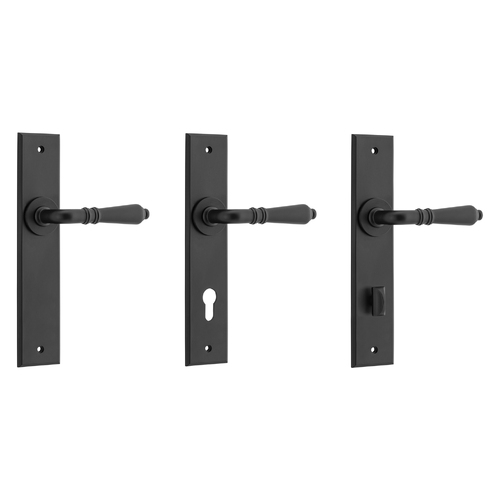 Iver Sarlat Door Lever Handle on Chamfered Backplate Matt Black