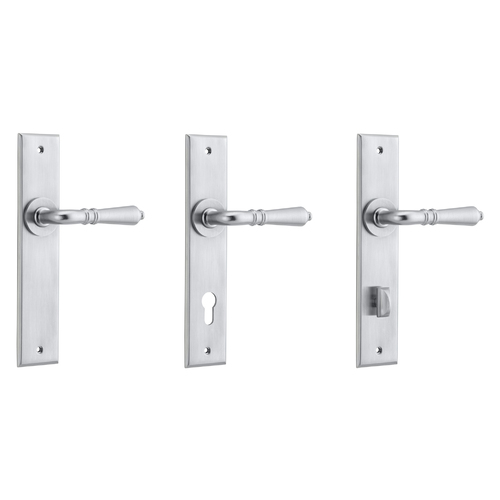 Iver Sarlat Door Lever Handle on Chamfered Backplate Brushed Chrome