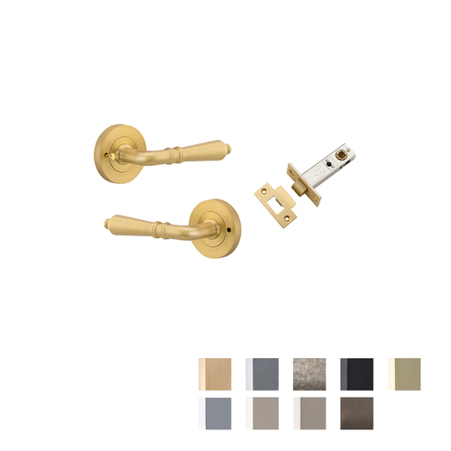 Iver Sarlat Door Lever Handle on Round Rose Inbuilt Privacy