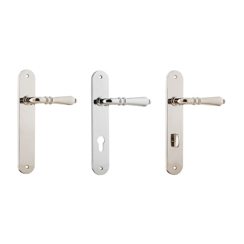 Iver Sarlat Door Lever Handle on Oval Backplate Polished Nickel