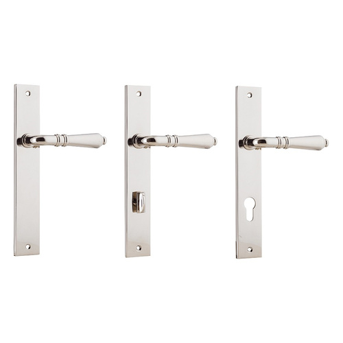 Iver Sarlat Door Lever Handle on Rectangular Backplate Polished Nickel