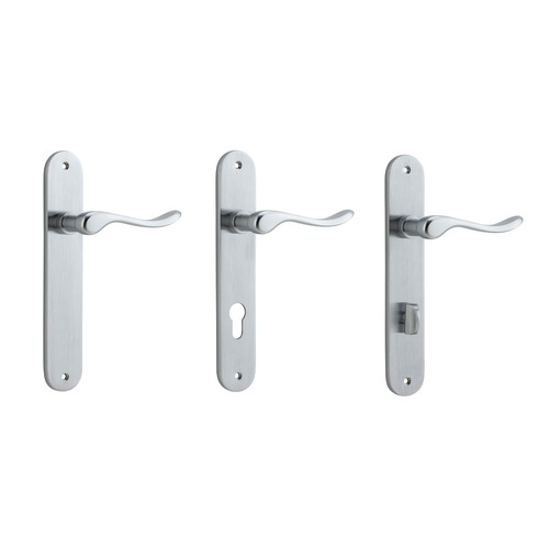 Iver Stirling Door Lever Handle on Oval Backplate Brushed Chrome