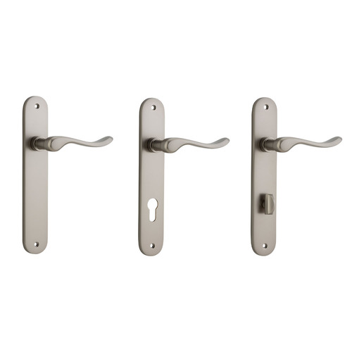 Iver Stirling Door Lever Handle on Oval Backplate Satin Nickel