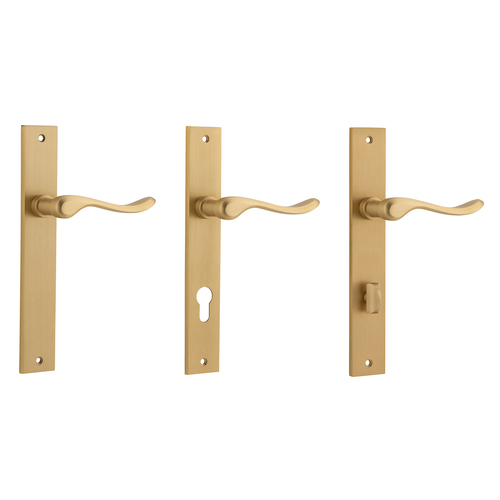 Iver Stirling Door Lever Handle on Rectangular Backplate Brushed Brass