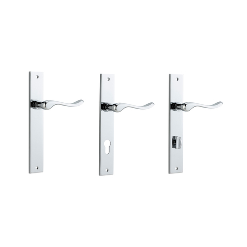 Iver Stirling Door Lever Handle on Rectangular Backplate Polished Chrome