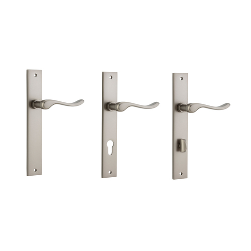 Iver Stirling Door Lever Handle on Rectangular Backplate Satin Nickel