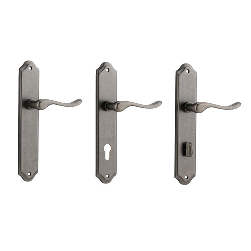 Iver Stirling Door Lever Handle on Shouldered Backplate Distressed Nickel