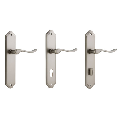 Iver Stirling Door Lever Handle on Shouldered Backplate Satin Nickel