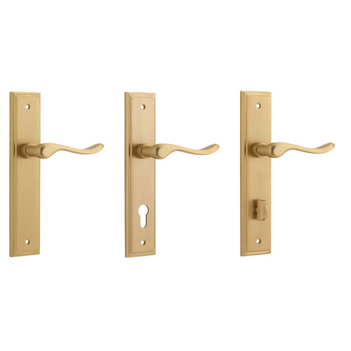 Iver Stirling Door Lever Handle on Stepped Backplate Brushed Brass