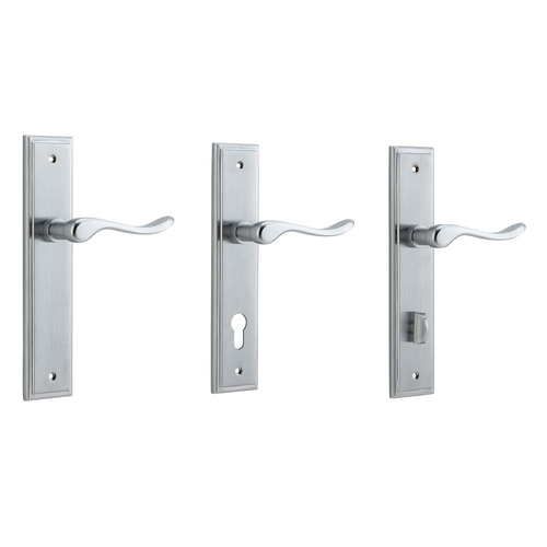 Iver Stirling Door Lever Handle on Stepped Backplate Brushed Chrome