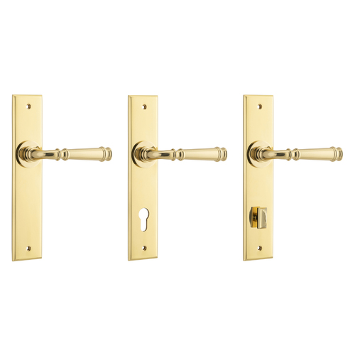 Iver Verona Door Lever Handle on Chamfered Backplate Polished Brass