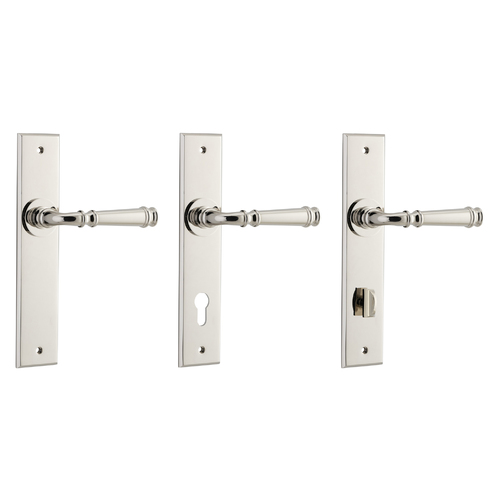 Iver Verona Door Lever Handle on Chamfered Backplate Polished Nickel