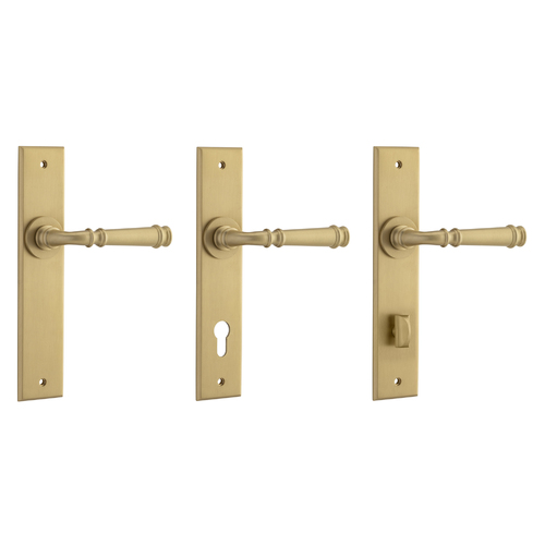 Iver Verona Door Lever Handle on Chamfered Backplate Brushed Brass